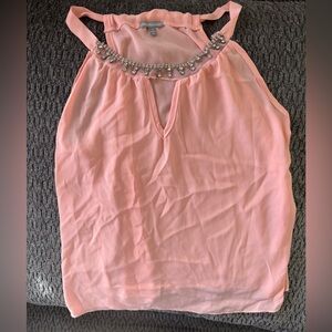 Charlotte Russe Coral Sleeveless Blouse With Rhinestone And Keyhole Neckline Sml